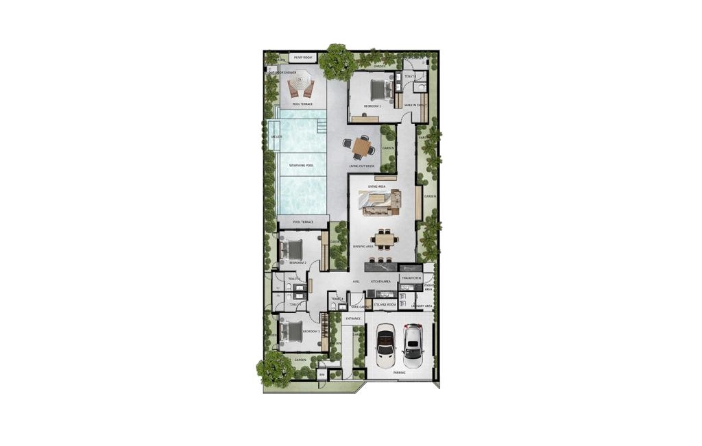 Villa with three bedrooms type GRANDIA-B