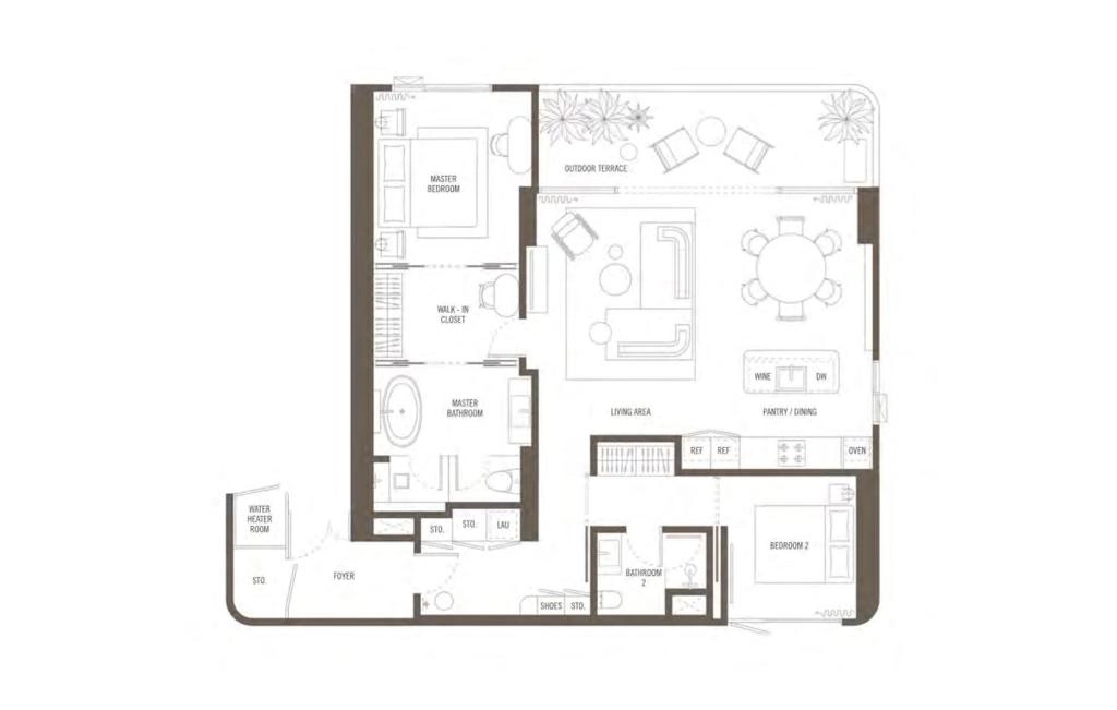 L-type two-bedroom apartments
