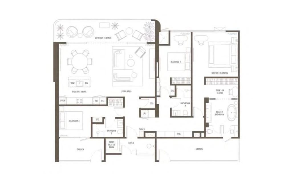 Three-bedroom apartment type M