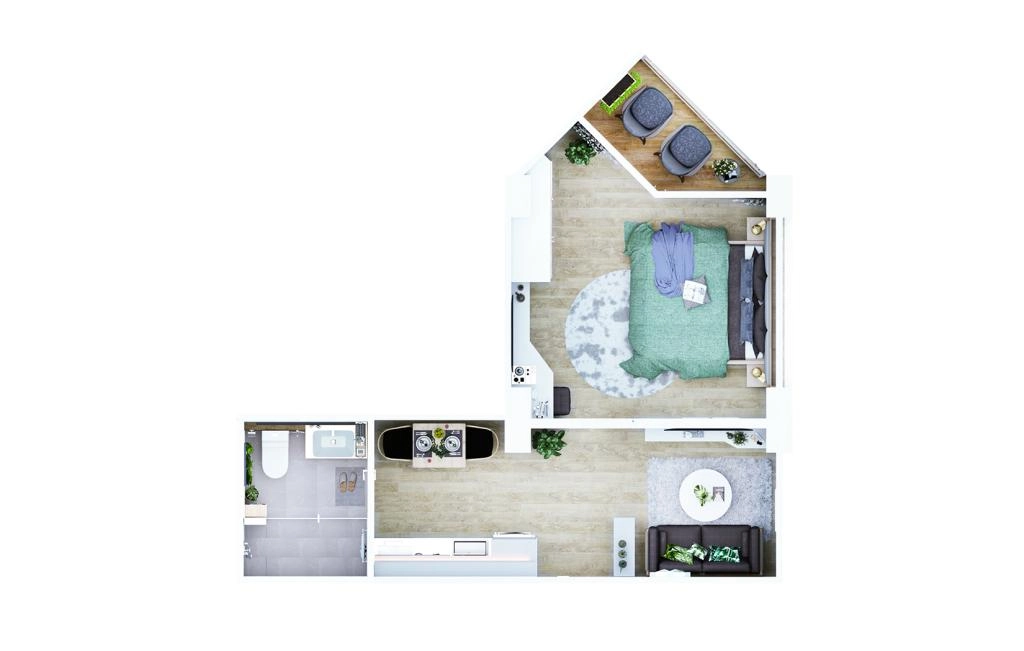 One-bedroom apartments type B2