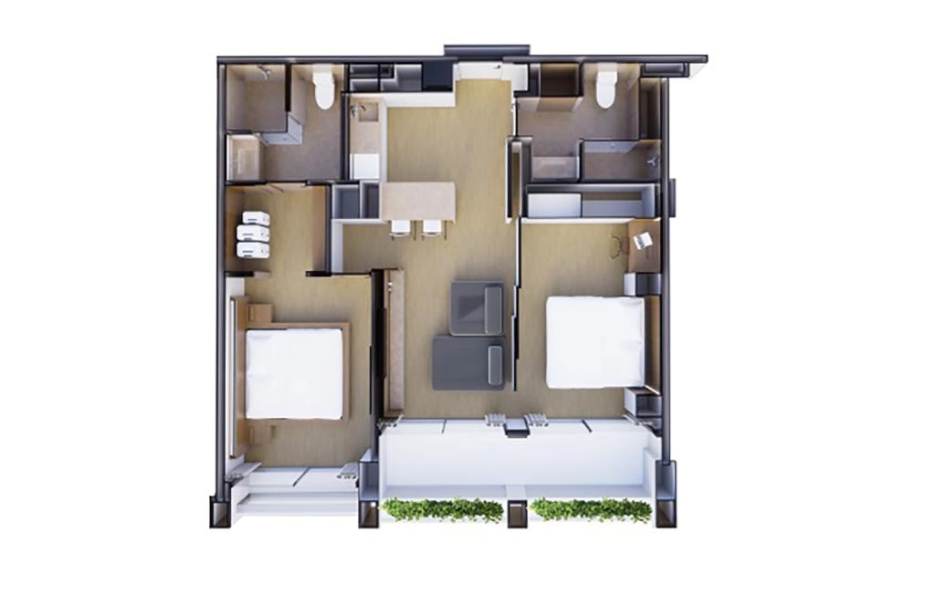 Type E double bedroom apartments