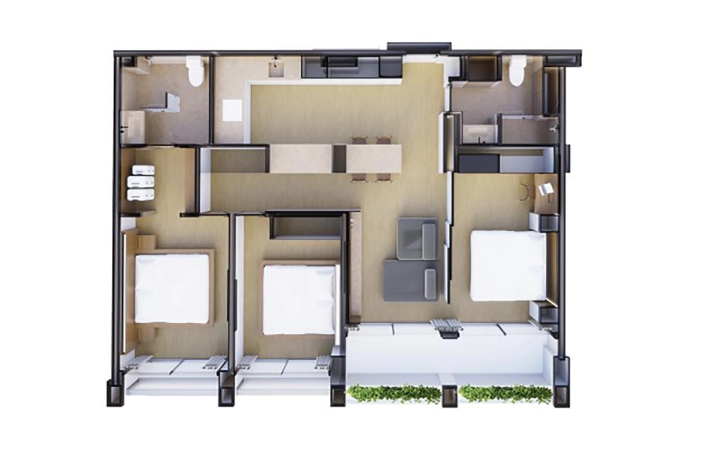 Three-bedroom apartment type F