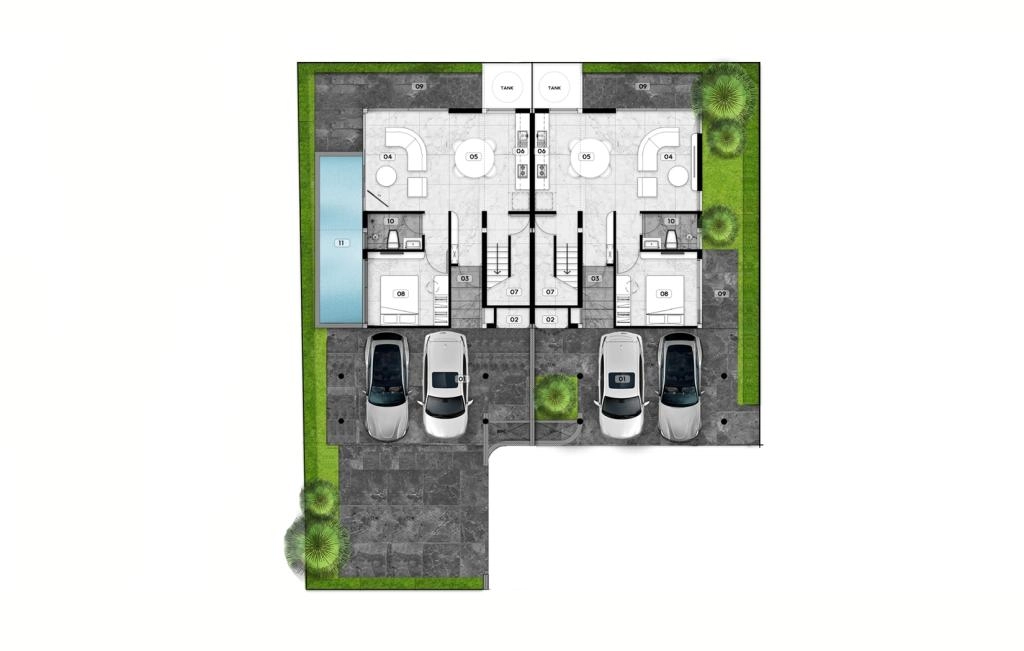 Two-story villa with a pool type Pool House