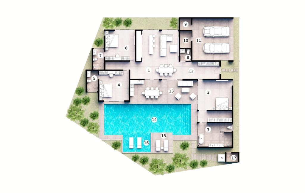 Villa with three bedrooms type Villa 1