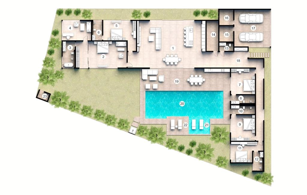 Villa with five bedrooms and an office type Villa 2