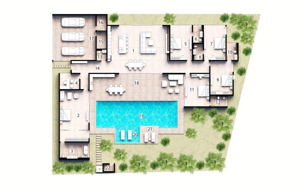 Villa with five bedrooms and an office type Villa 3