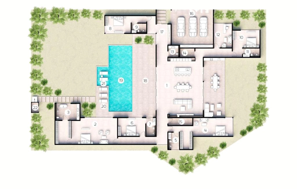 Villa with five bedrooms and an office type Villa 15