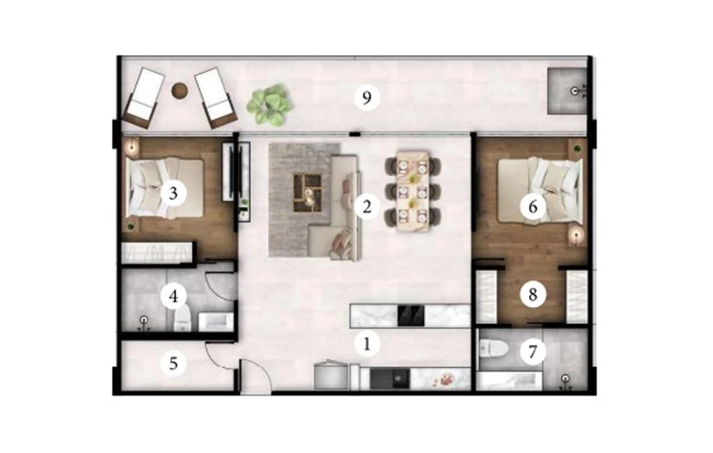 Type B two-bedroom apartment