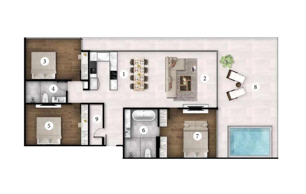 Three-bedroom apartment type D