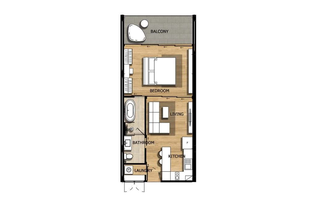 1-bedroom apartment type 2B