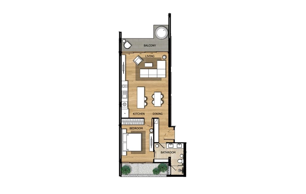 One-bedroom apartment type 2C