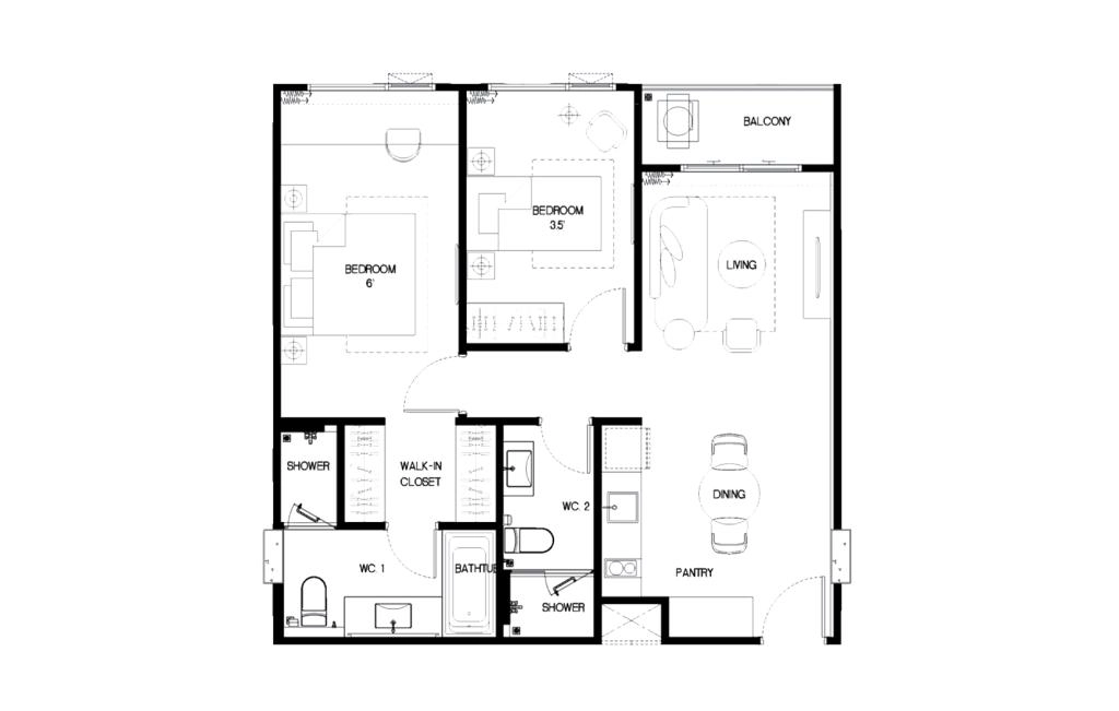 Two-bedroom apartment 64 sq.m.