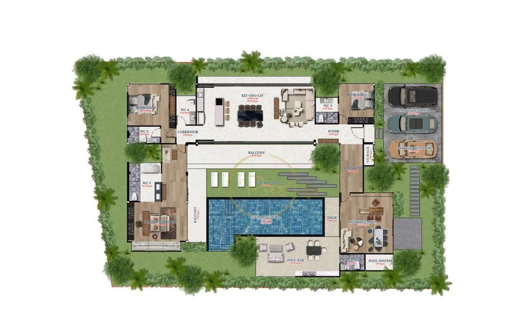 Villa with three bedrooms type B1