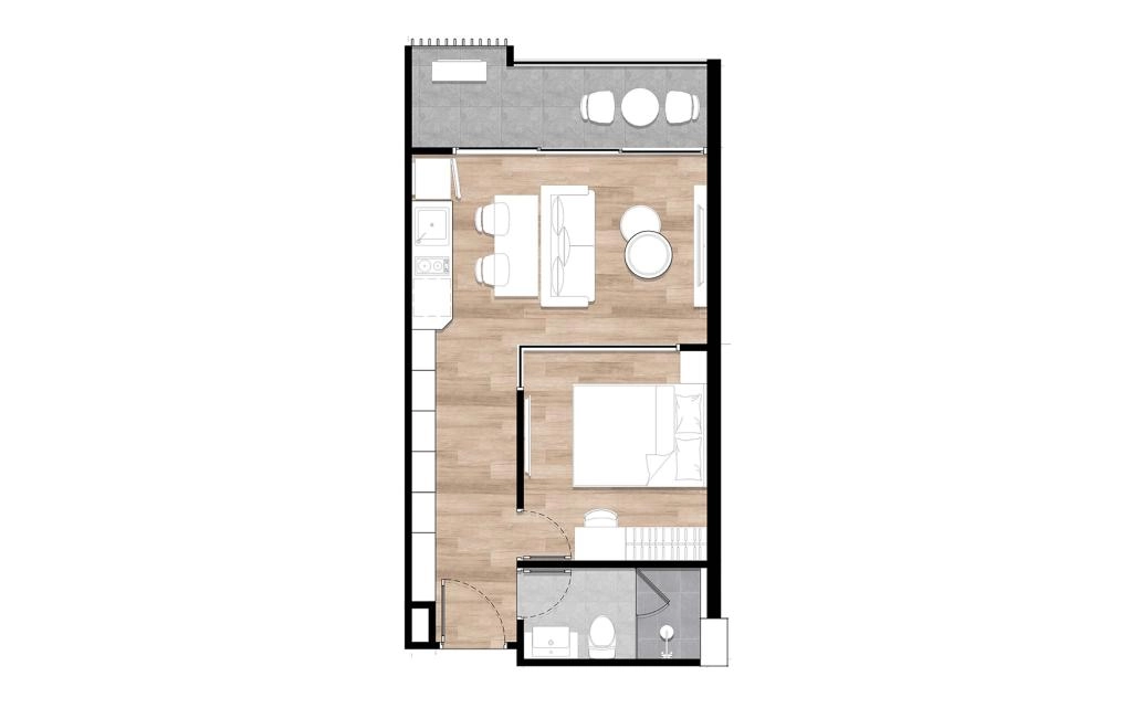 One-bedroom apartments