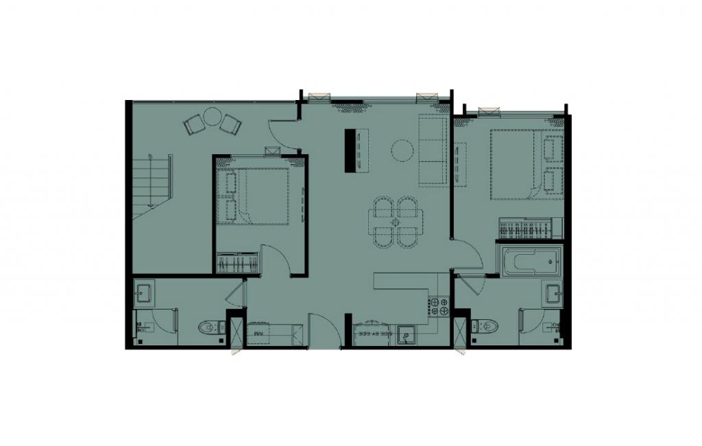 Двуспальные апартаменты тип 2Bed-PHR 80