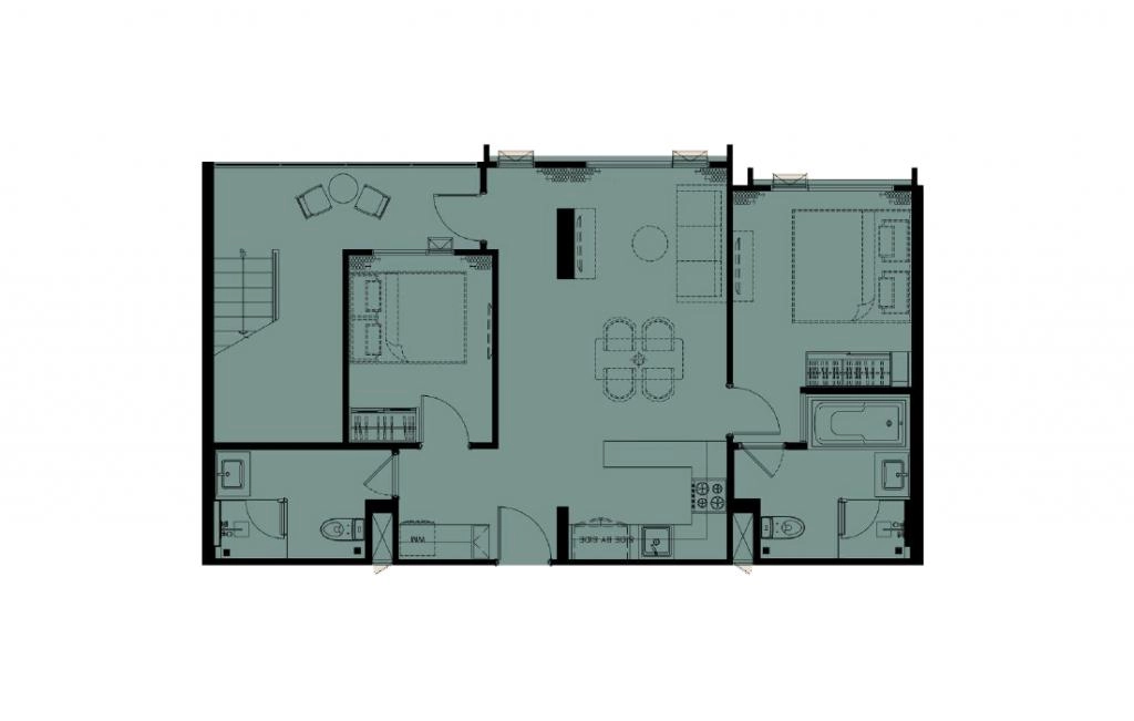 Двуспальные апартаменты тип 2Bed-PHR 80