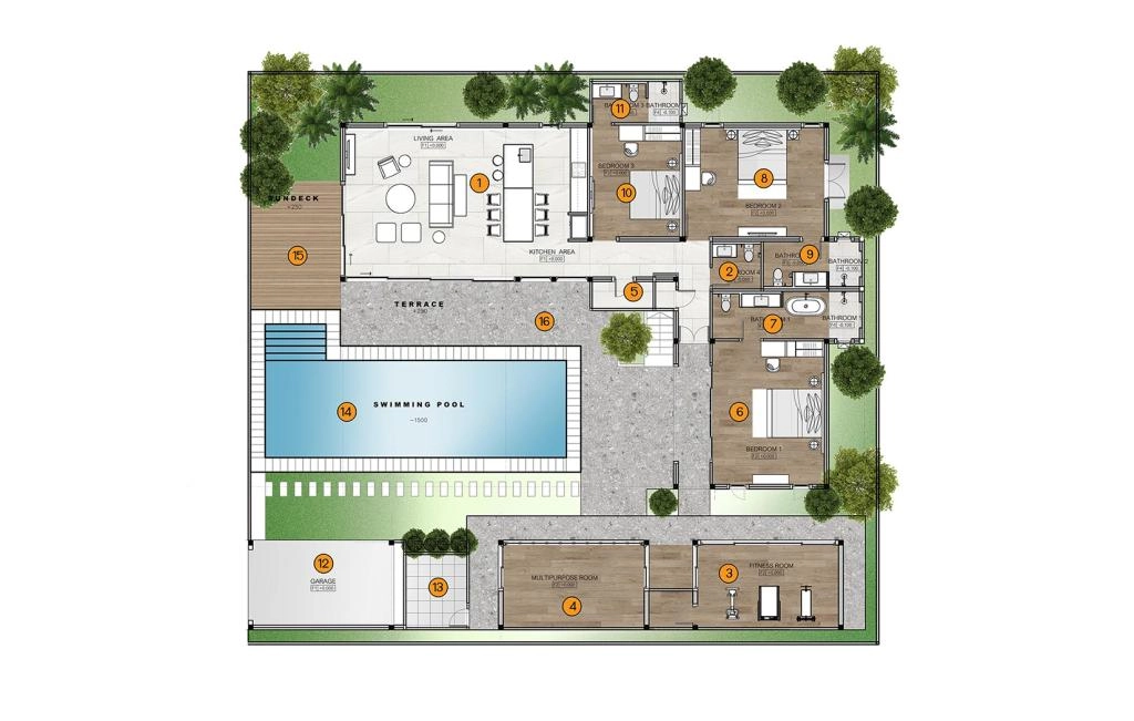 Villa with three bedrooms type A
