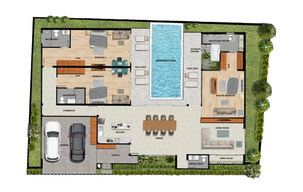 Three-bedroom villa type Villa 1