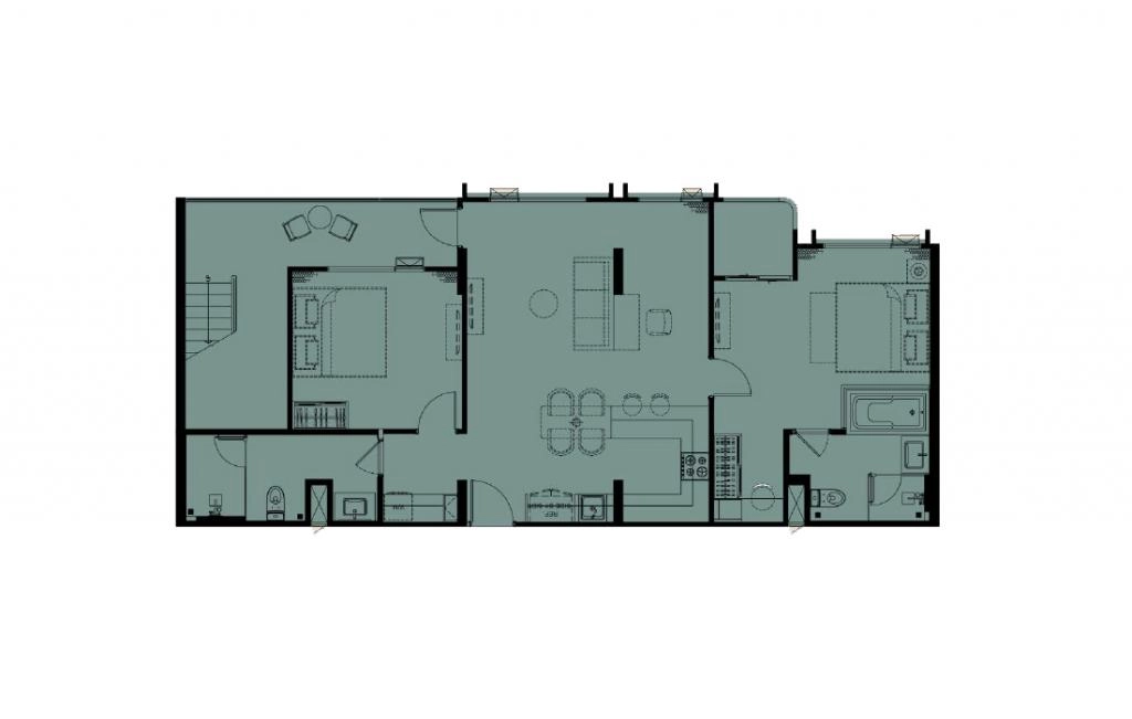 Двуспальные апартаменты тип 2Bed-PHR 109A