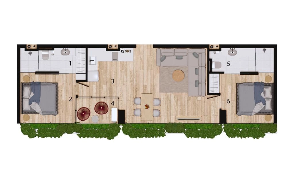 S-type two-bedroom apartments