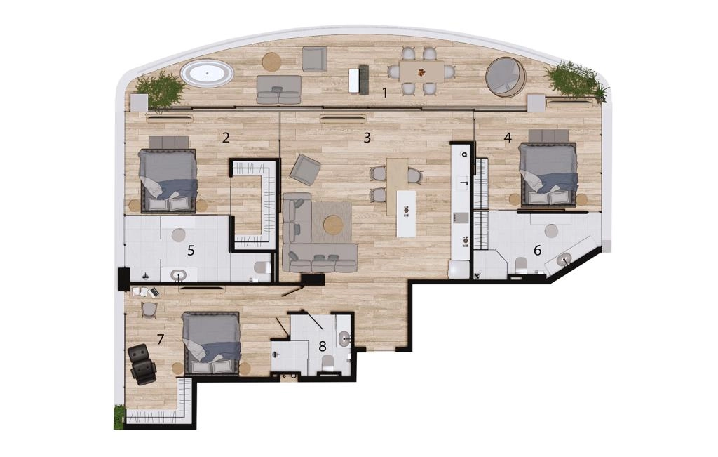 Three-bedroom apartment type H