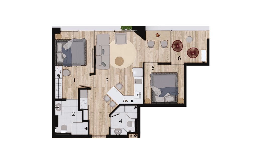 Two-bedroom apartments type G