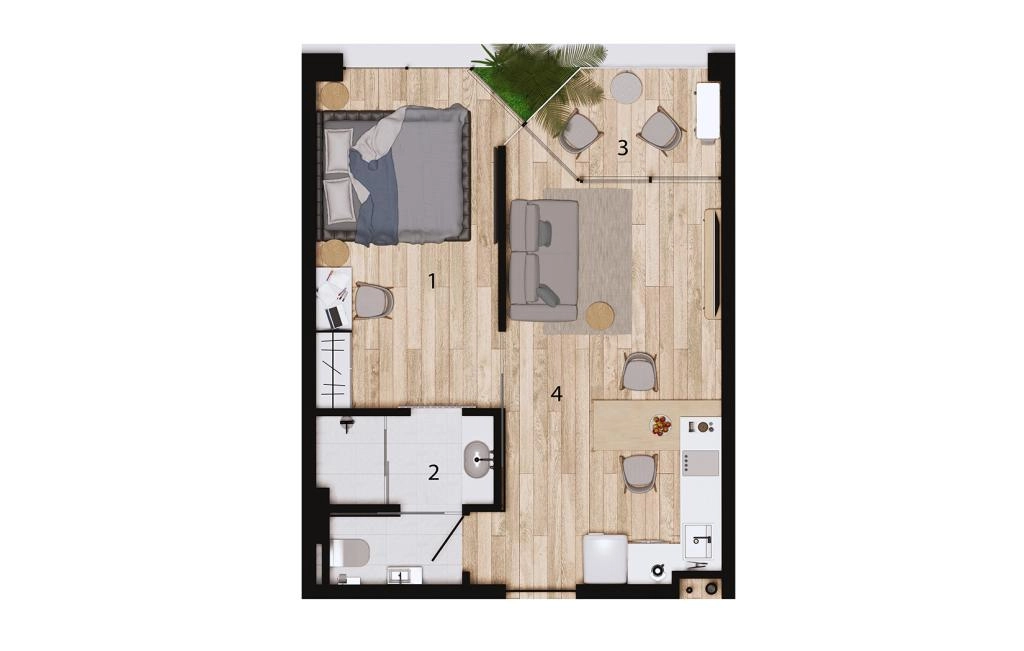 One-bedroom apartments type F