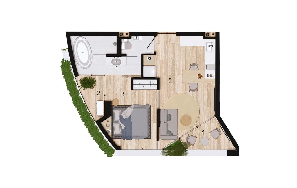 One-bedroom apartments type D