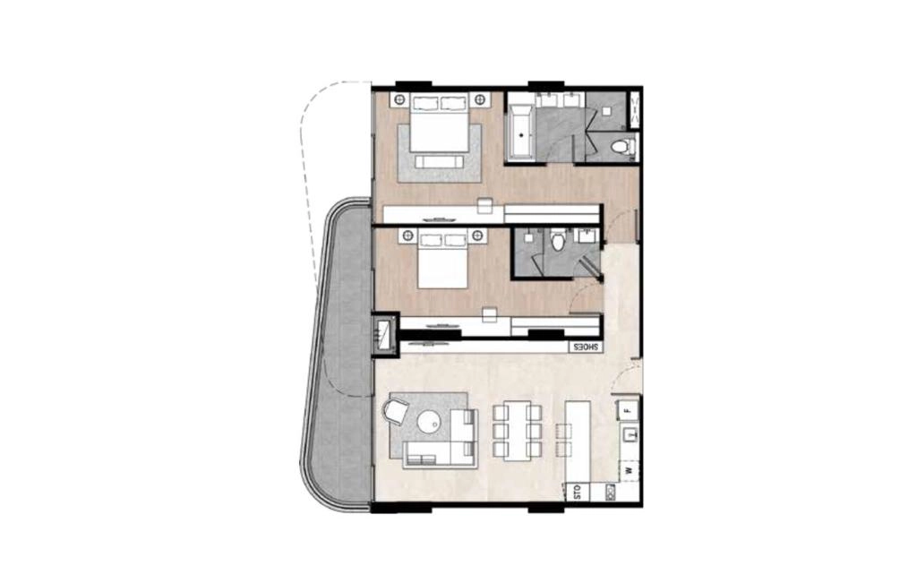 B2 type two-bedroom apartments