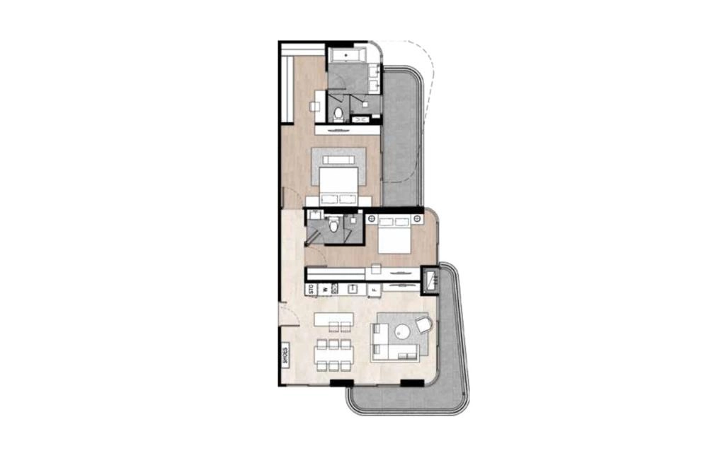 C1 type two-bedroom apartment