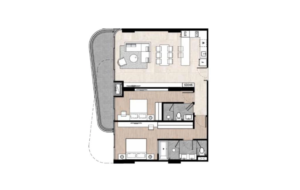 B3 type two-bedroom apartments