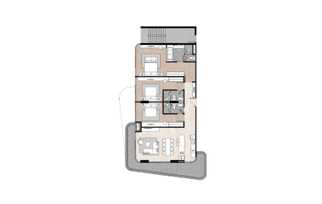 Three-bedroom apartments type E1