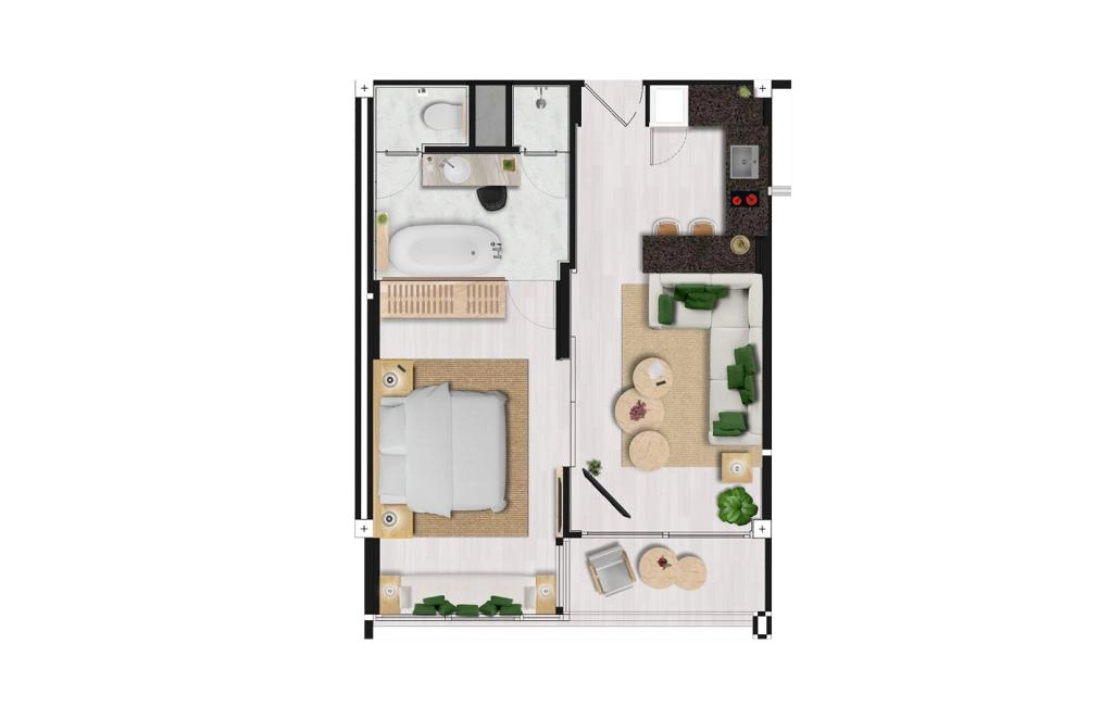 One-bedroom apartments