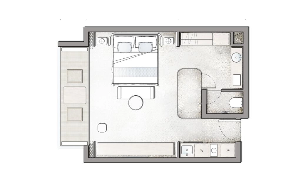B+ studio apartment