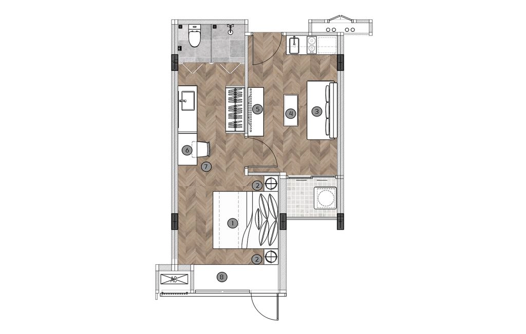 One-bedroom apartment type E