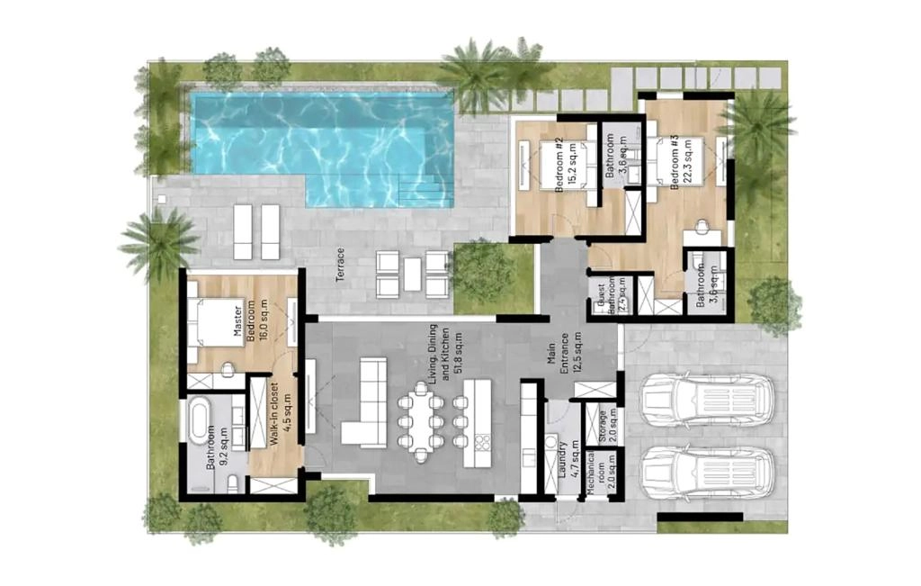 Villa with three bedrooms type B