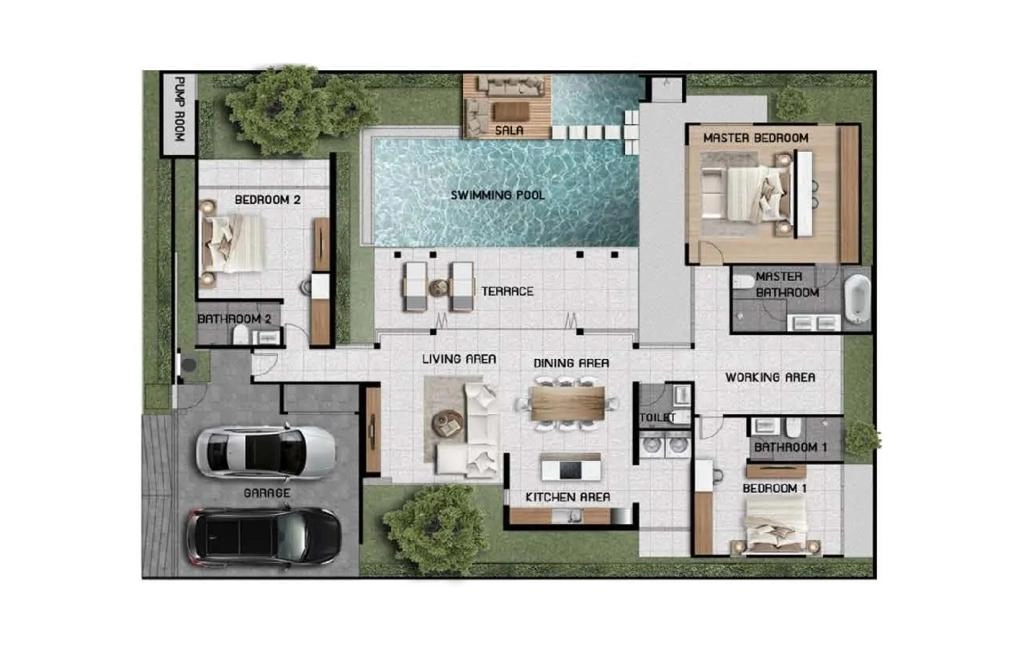 Villa with three bedrooms type B
