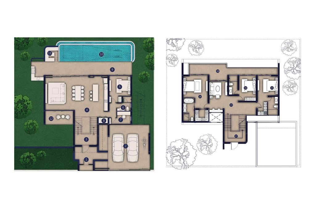 Four-bedroom type L villa