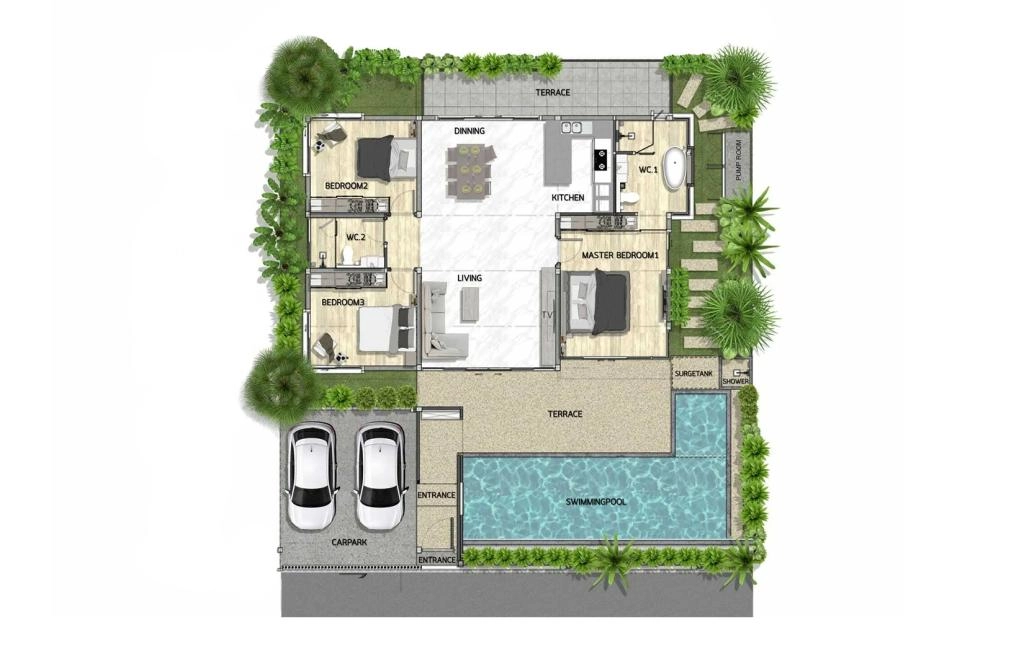 Villa with three bedrooms type A