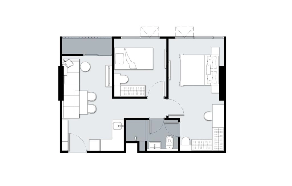 L-1 type two-bedroom apartment