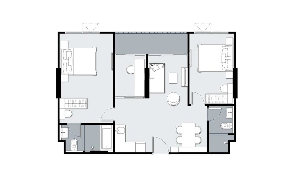 L-3 type two-bedroom apartments