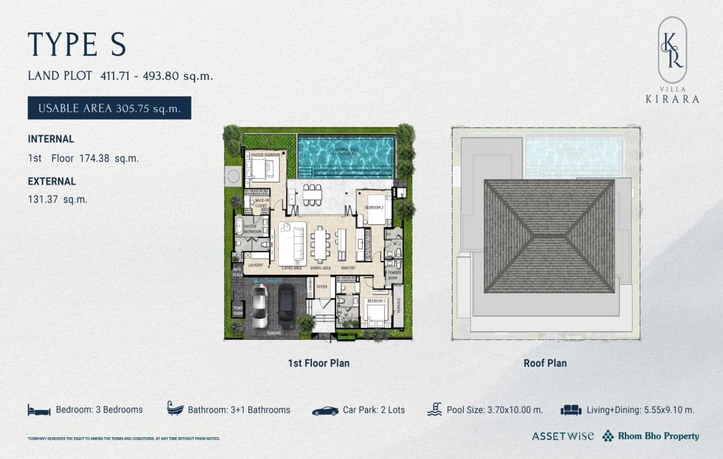 Villa de tres habitaciones tipo S