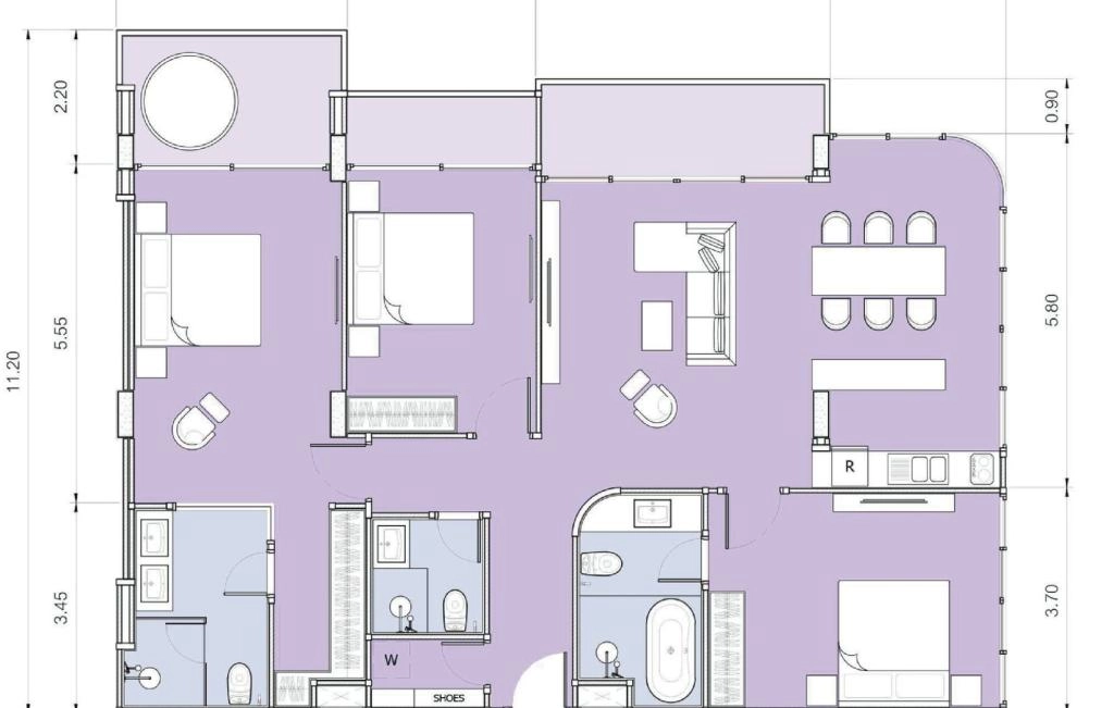 อพาร์ตเมนต์สามห้องนอน