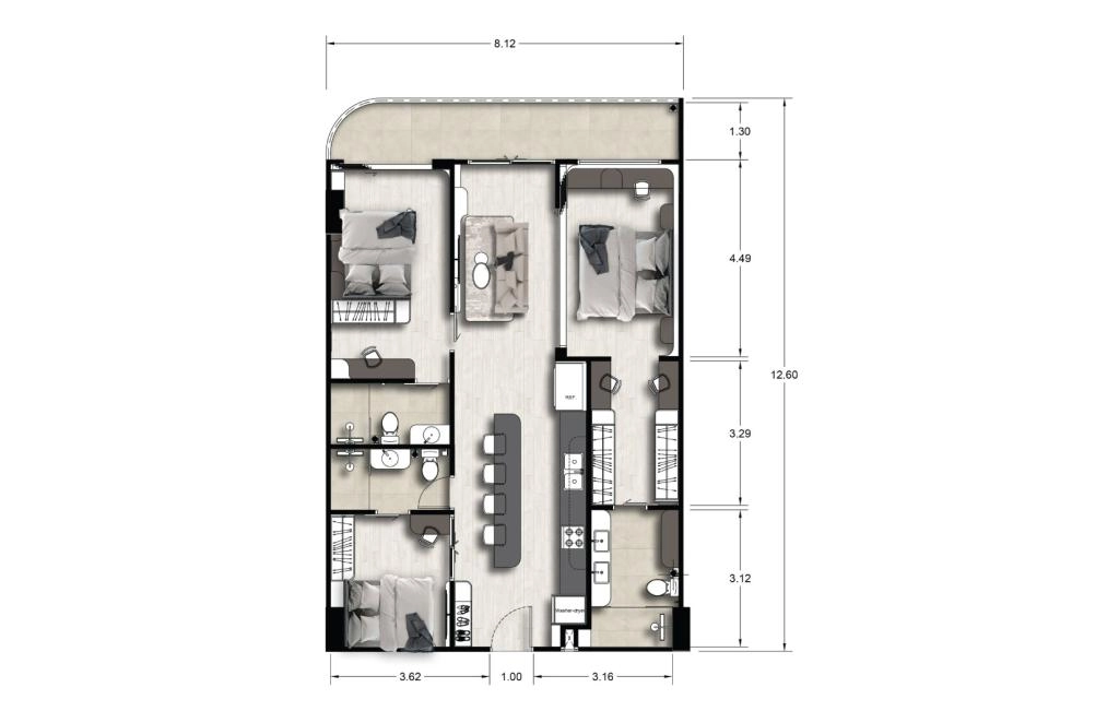 Трёхспальные апартаменты