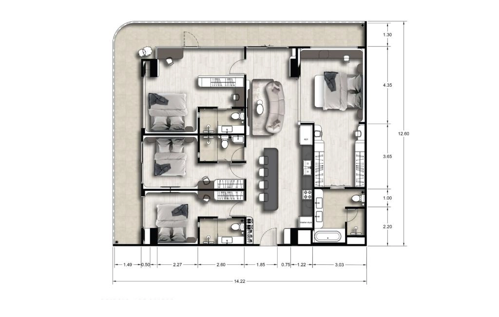 Четырёхспальные апартаменты