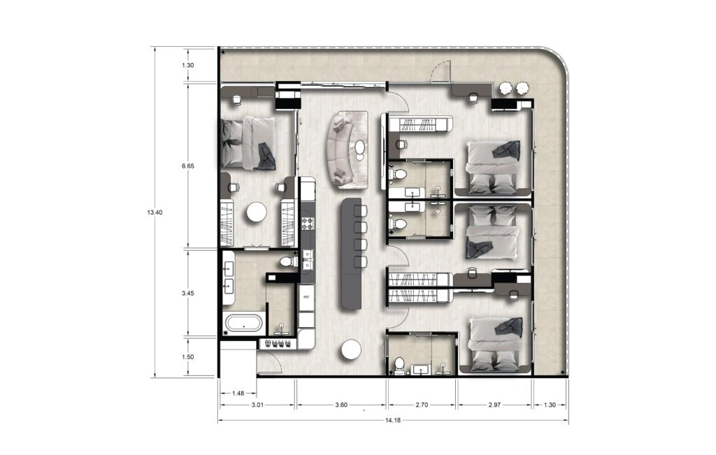 Четырёхспальные апартаменты