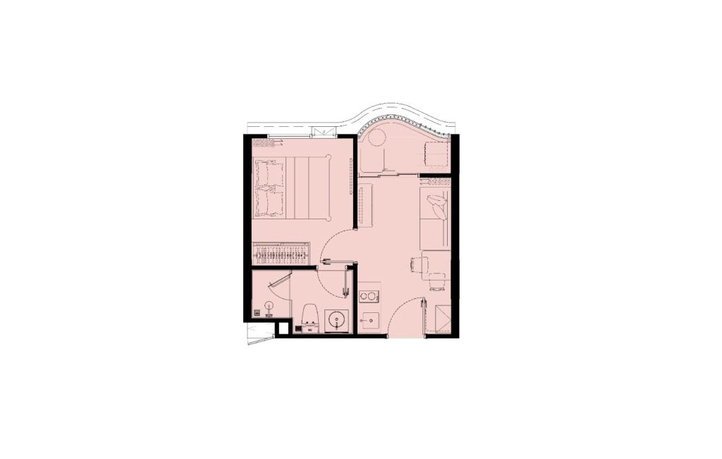 อพาร์ตเมนต์แบบหนึ่งห้องนอนประเภท S