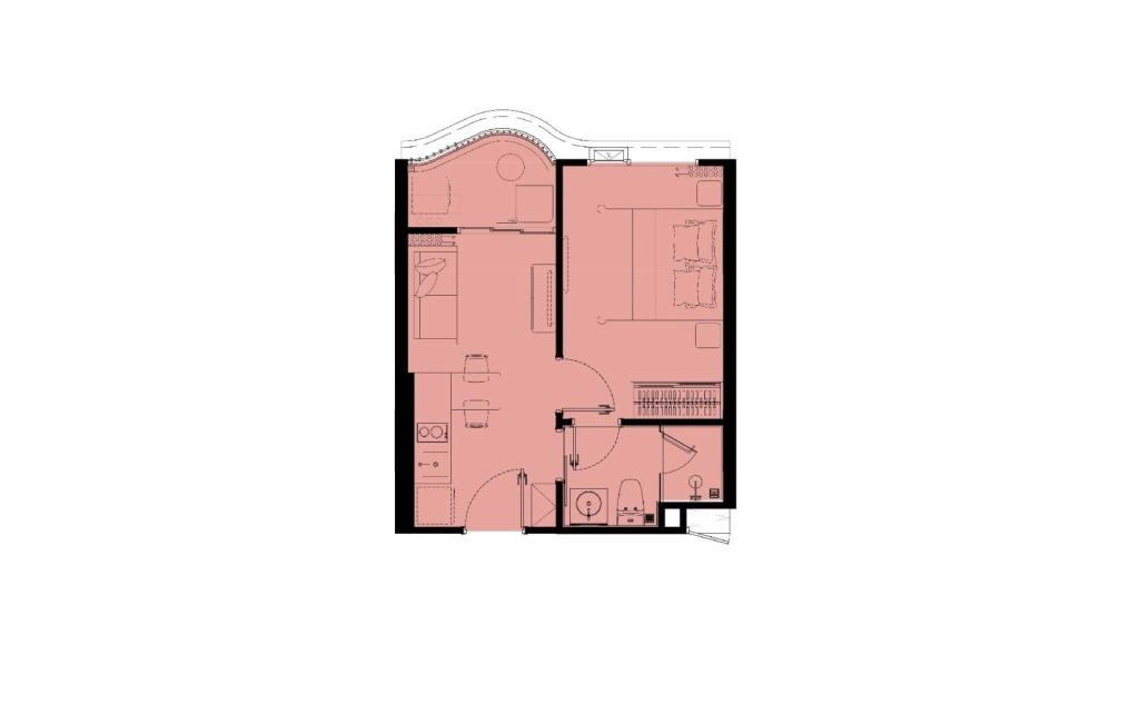 อพาร์ตเมนต์หนึ่งห้องนอนประเภท M