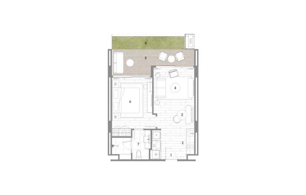 1BR Garden Type One-Bedroom Apartments