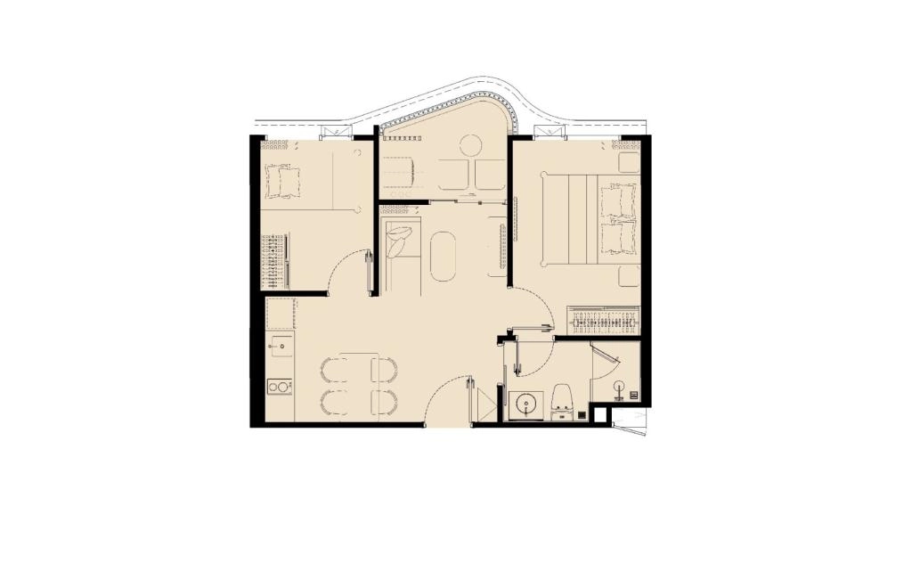 อพาร์ตเมนต์แบบ 1 ห้องนอน ประเภท 1BPL-1